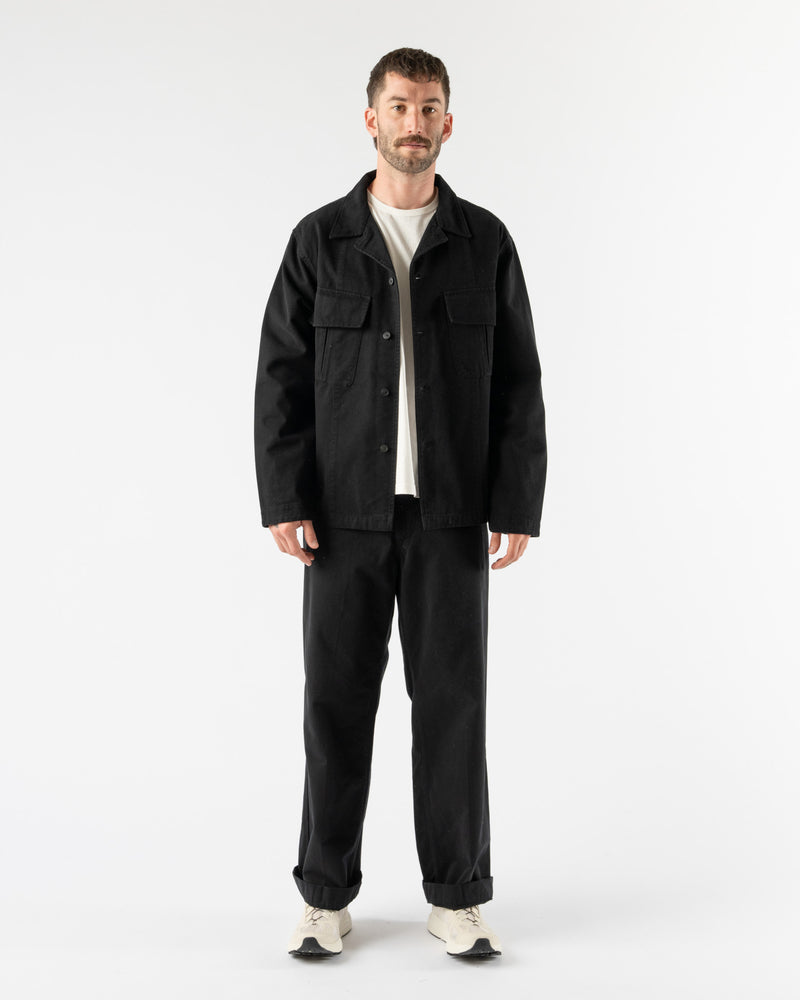 Knickerbocker Jungle Brushed Twill Cotton Overshirt in Black