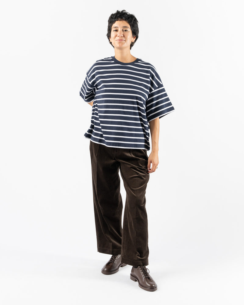 Kowtow Oversized Boxy Tee in Navy Breton