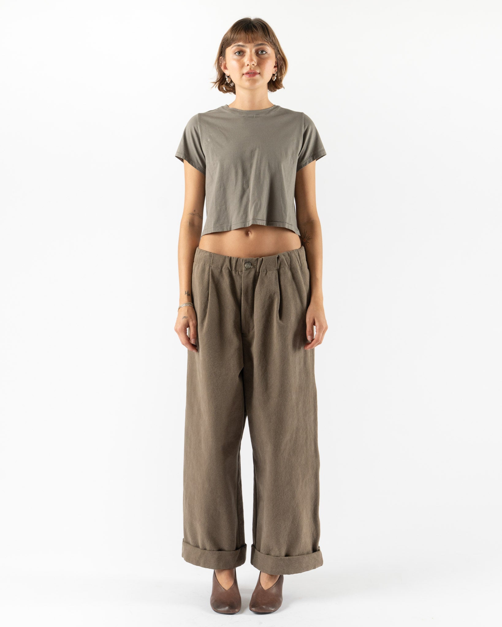 Lauren Manoogian Fine Crop Tee in Fatigue