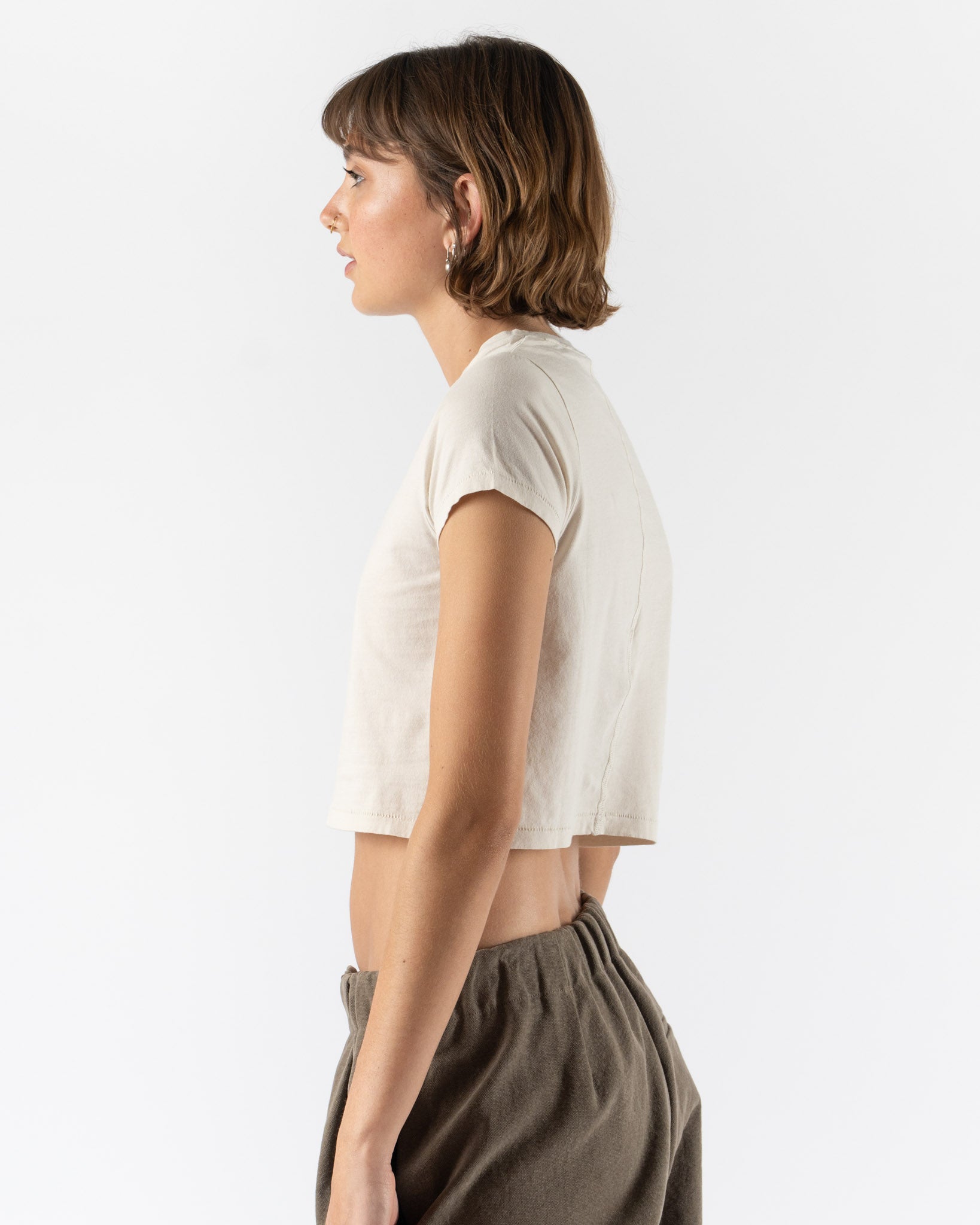Lauren Manoogian Fine Crop Tee in Greige