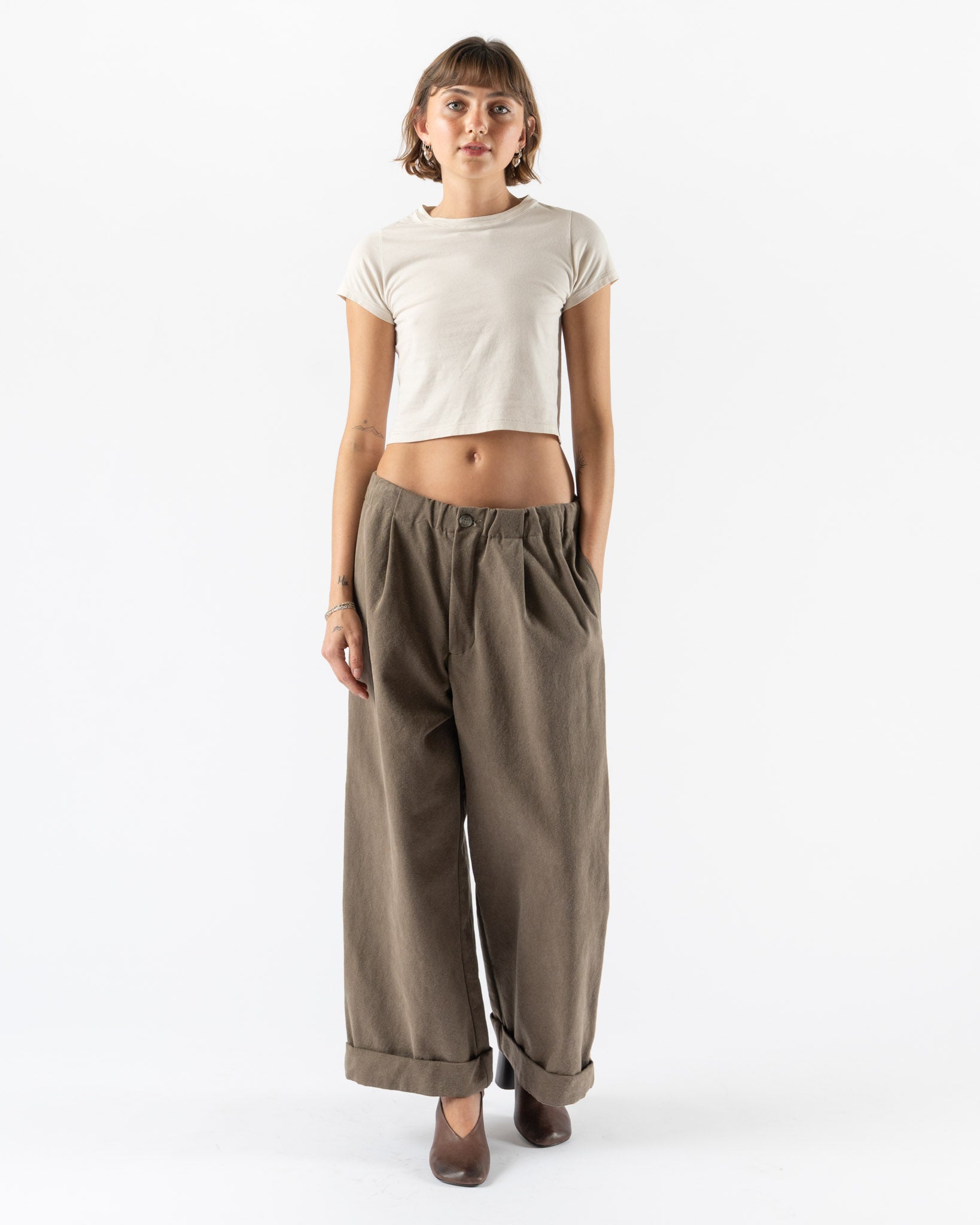 Lauren Manoogian Fine Crop Tee in Greige