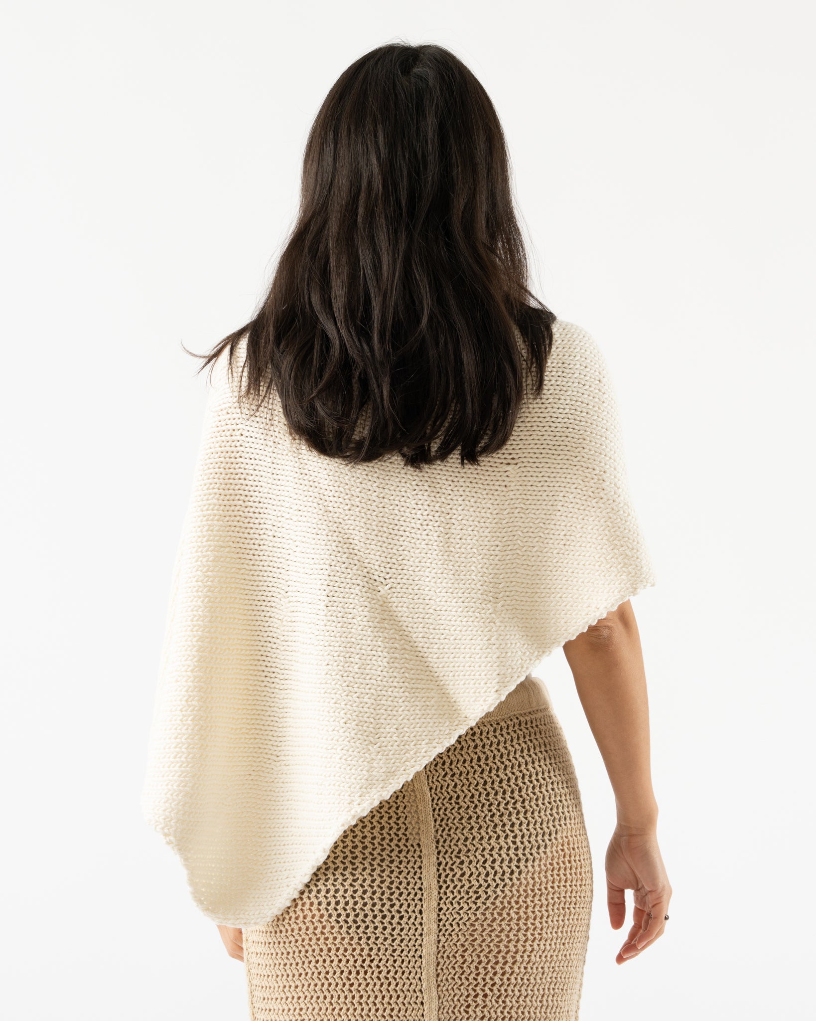 Lauren Manoogian Handknit Bias Poncho in White