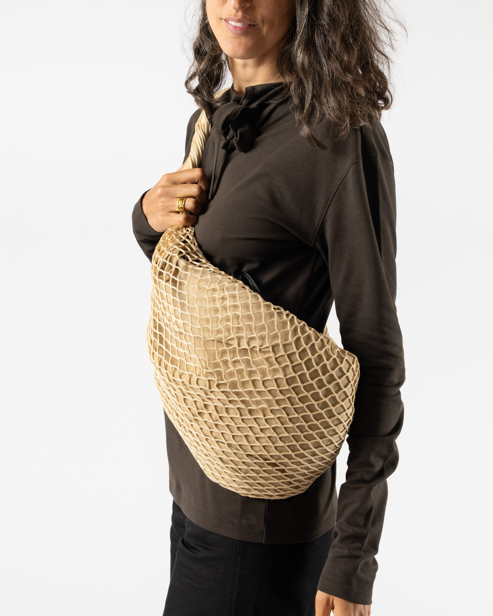 Lemaire Fortune Croissant Filt Bag in Light Beige