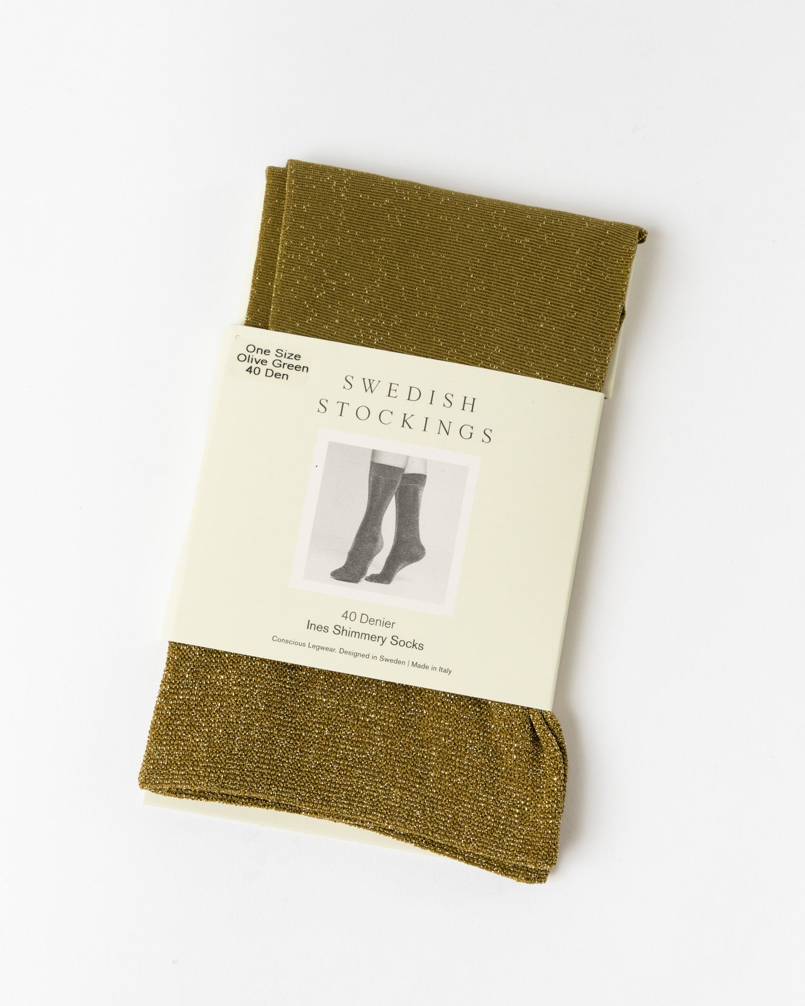 Swedish Stockings Ines Shimmery Socks in Olive Green