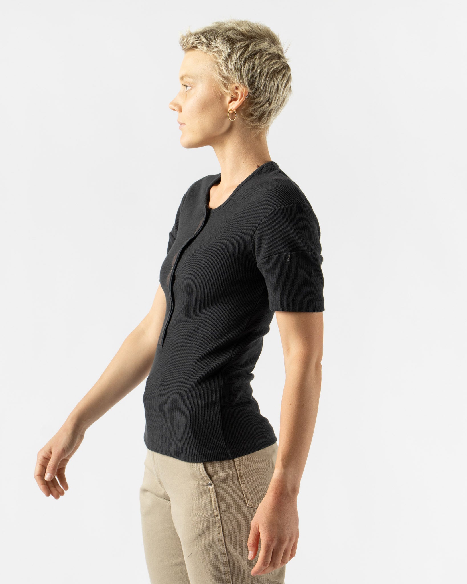 Lemaire Fitted Henley in Jet Black