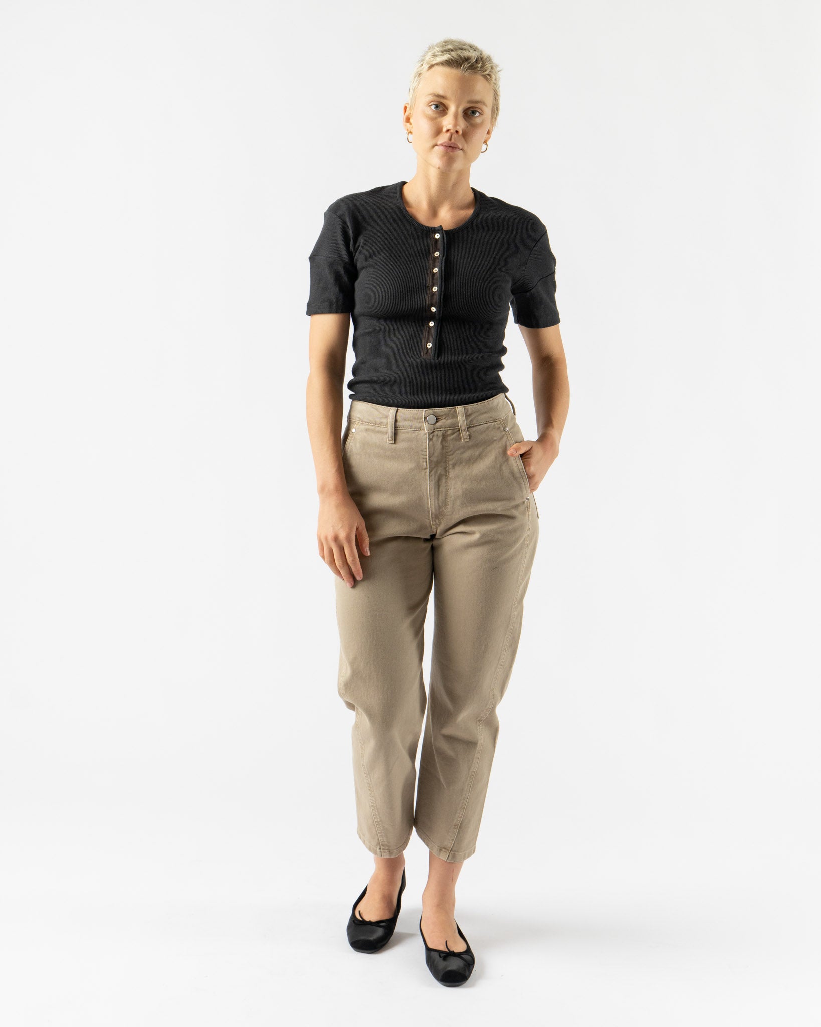 Lemaire Fitted Henley in Jet Black