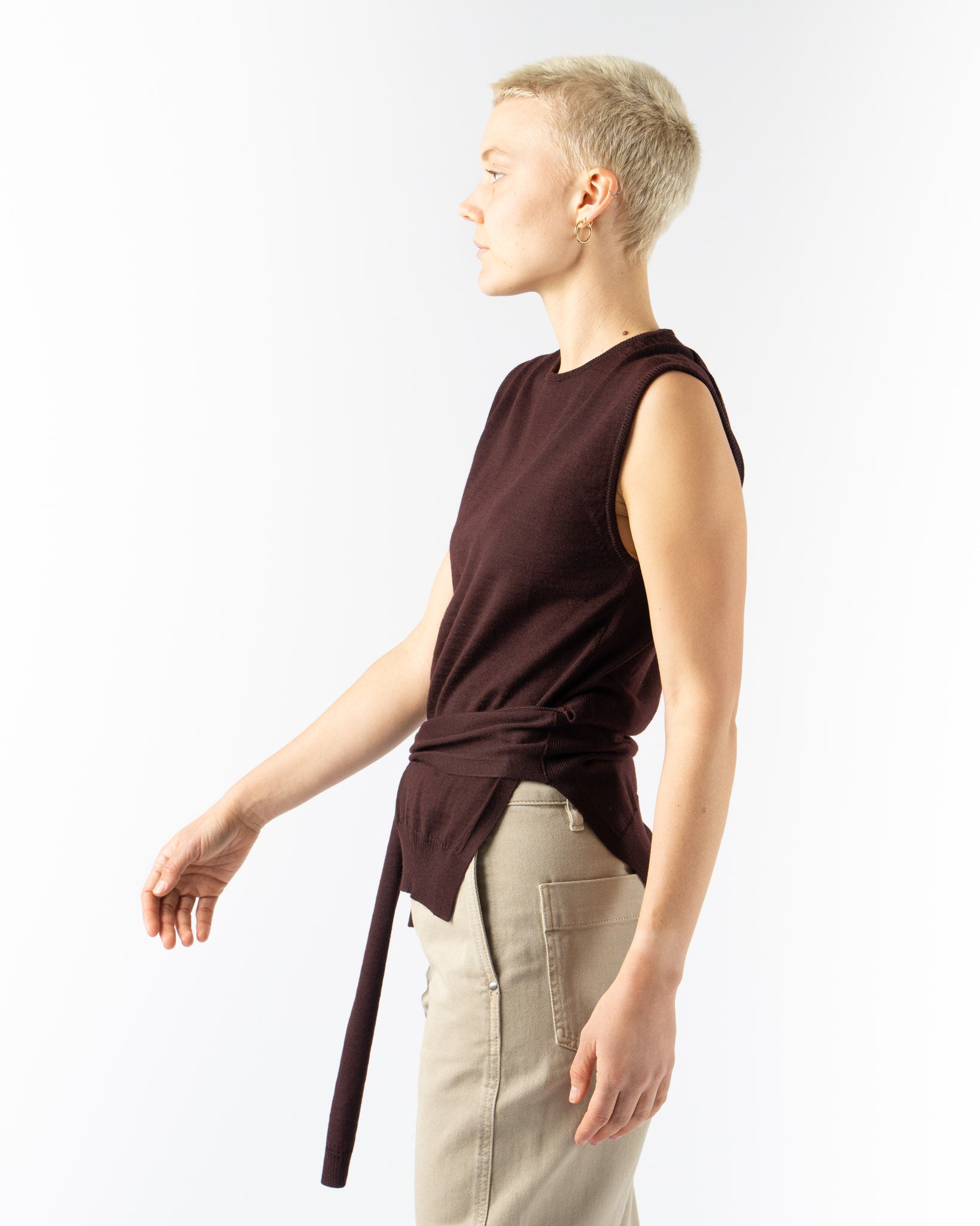 Lemaire Trompe L'Oeil Sleeveless Top in Dark Plum