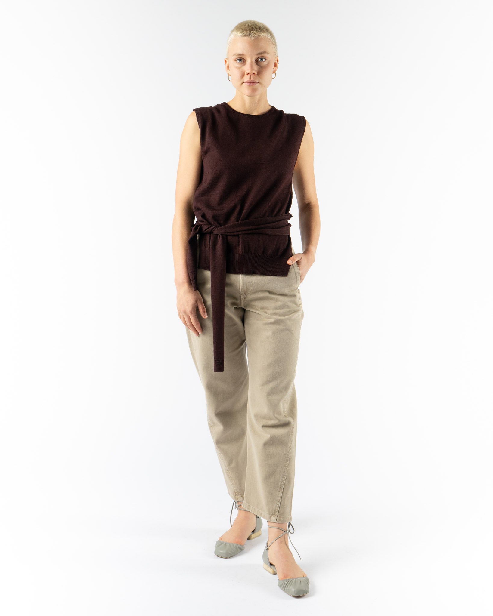 Lemaire Trompe L'Oeil Sleeveless Top in Dark Plum