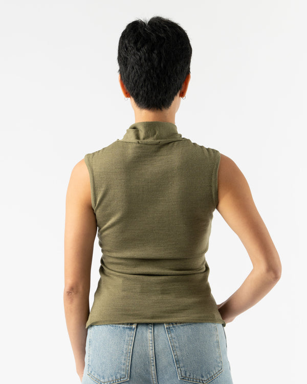 Lemaire Asymmetrical Sleeveless Cardigan in Light Olive