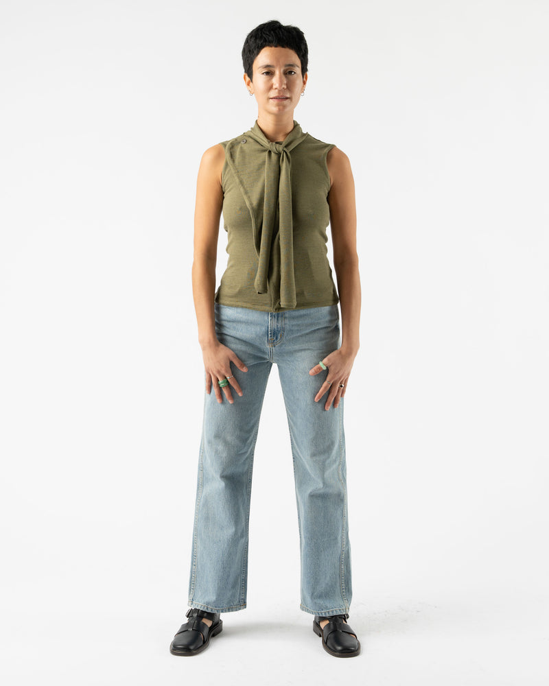Lemaire Asymmetrical Sleeveless Cardigan in Light Olive