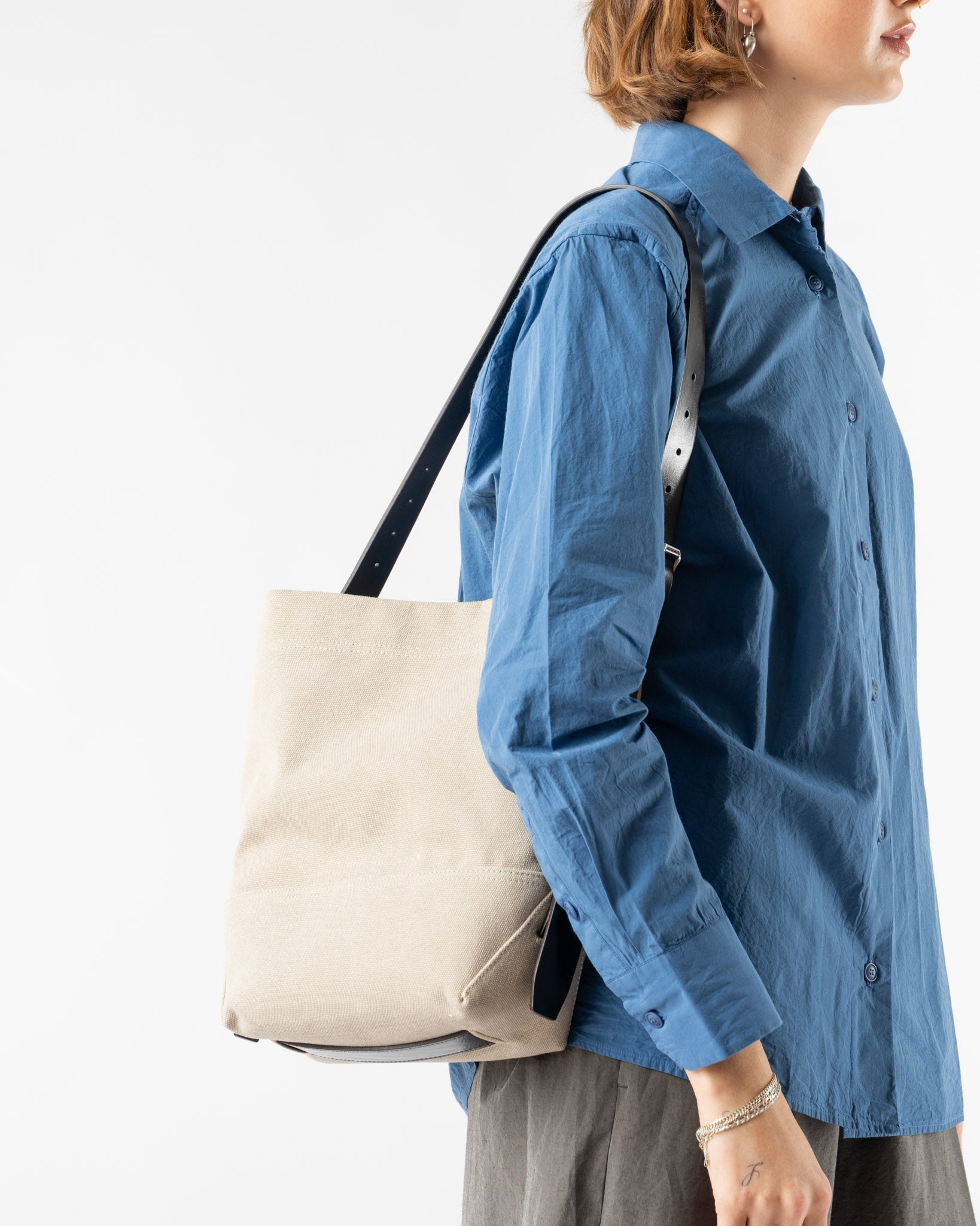 Lemaire Small Belted Tote in Dark Linen