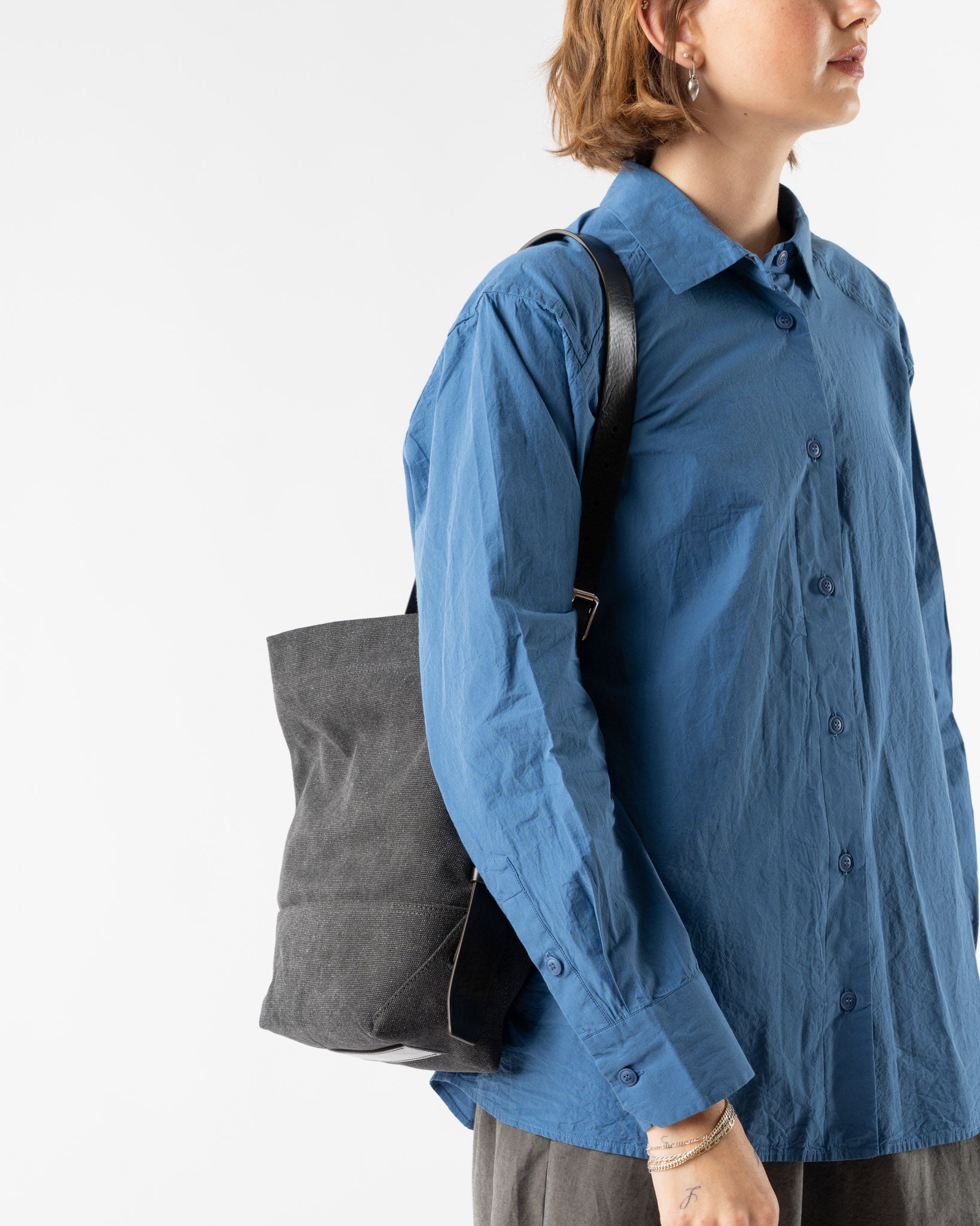 Lemaire Small Belted Tote in Ash Black Curated at Jake and Jones