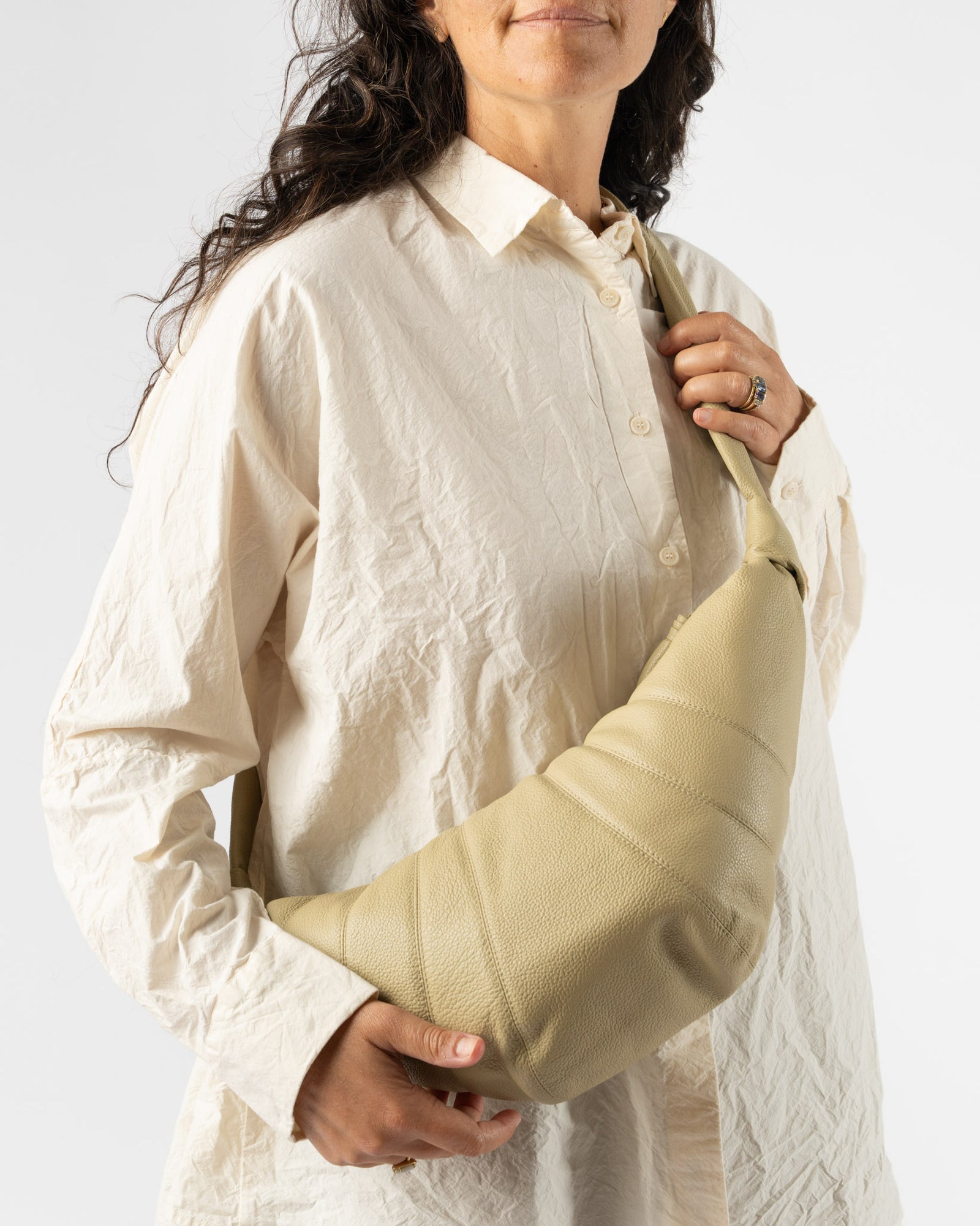 Lemaire Medium Croissant Bag in Dusty Sage Curated at Jake Lemaire Medium Croissant Bag in Dusty Sage Curated at Jake