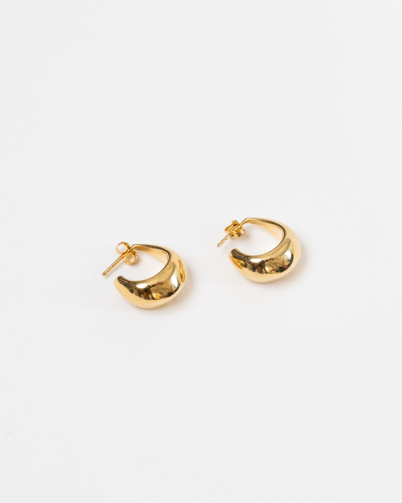 Lemaire Curved Mini Drop Hoops in Gold