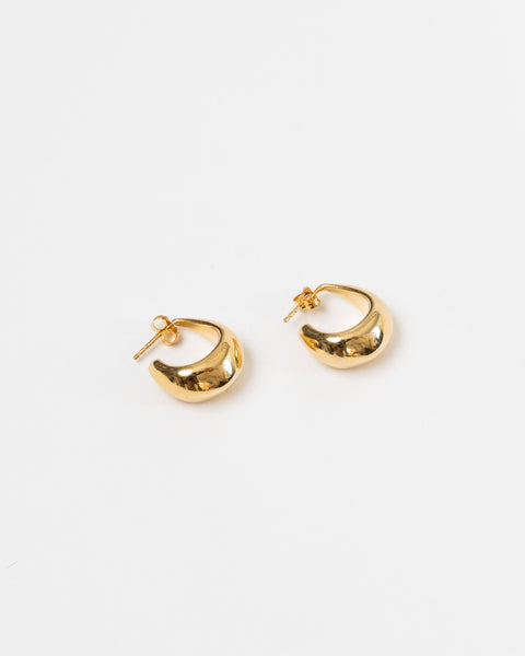 Lemaire Curved Mini Drop Hoops in Gold Curated at Jake and Jones