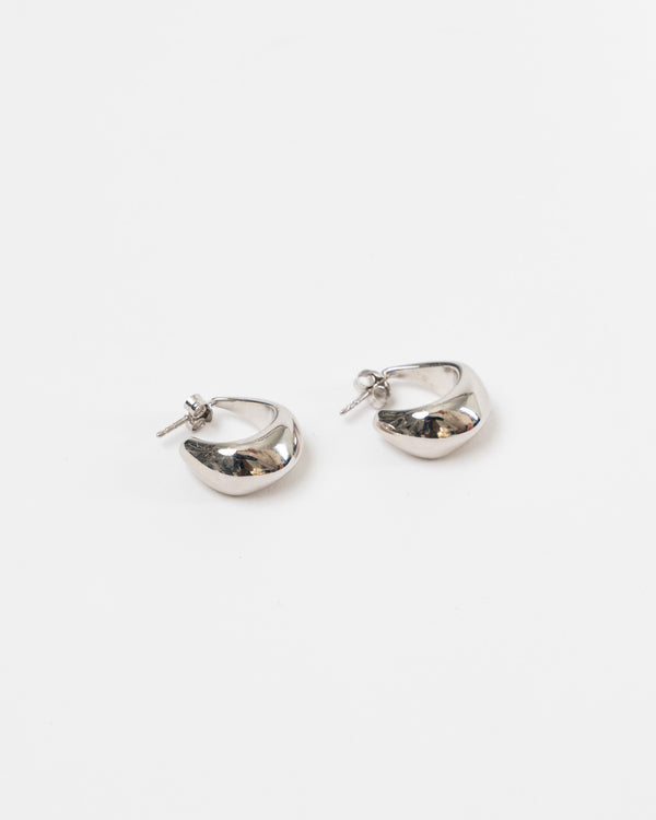 Lemaire Curved Mini Drop Hoops in Silver
