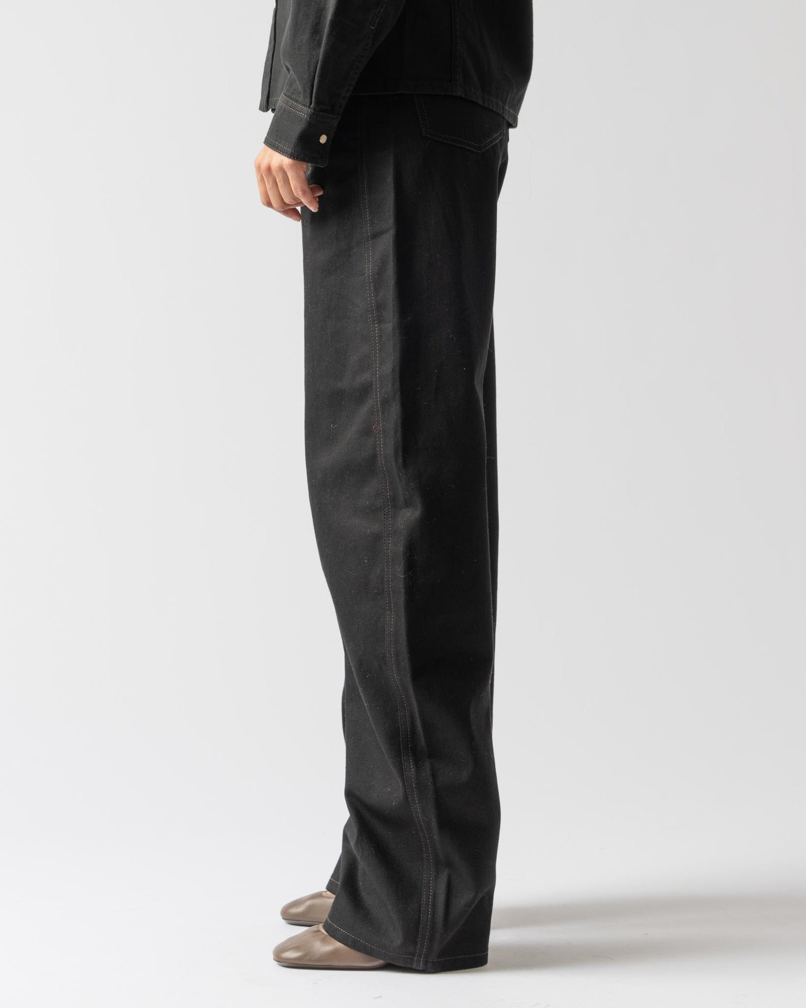 Lemaire High Waisted Curved Pants in Black Curated at Jake and Jones