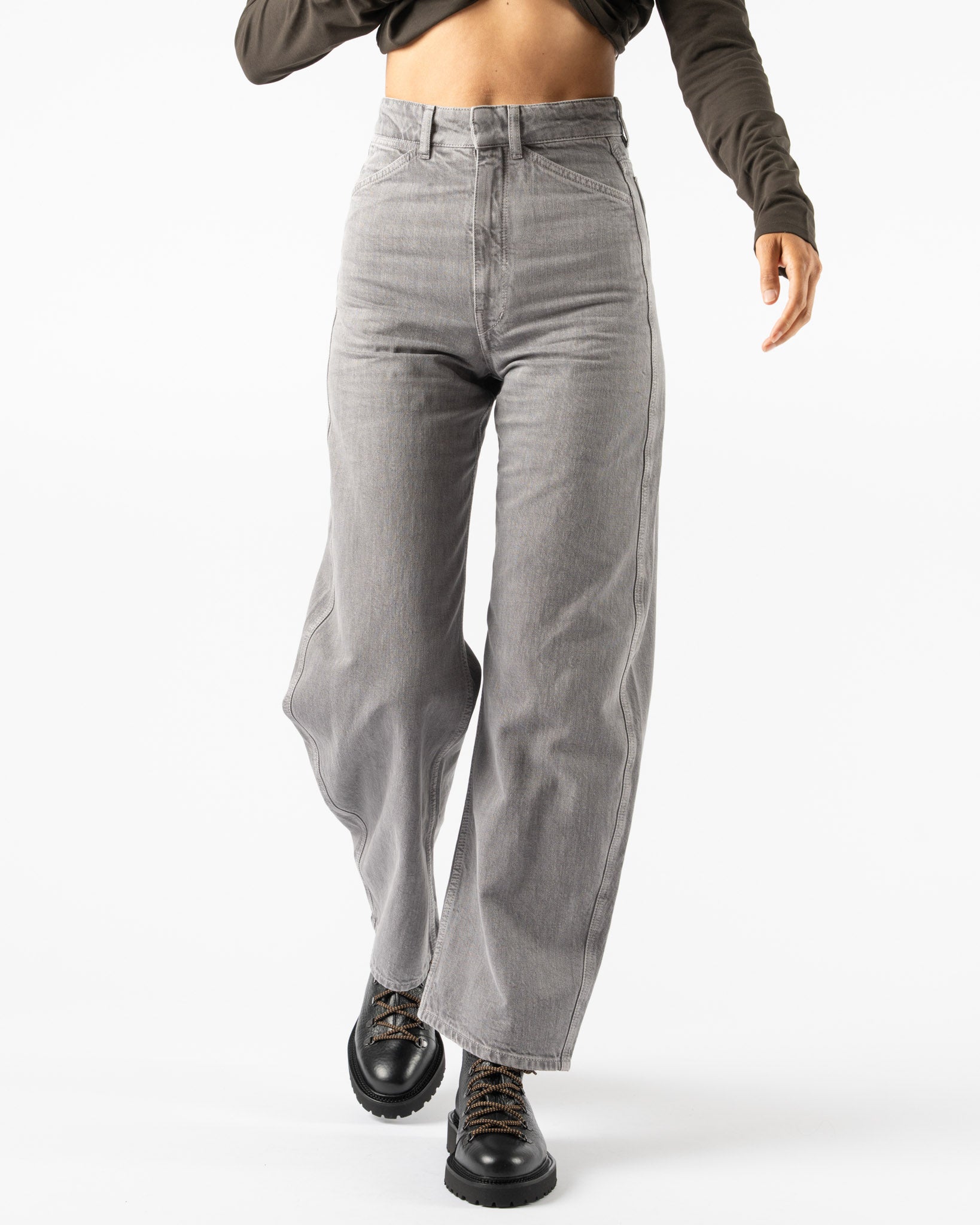 Lemaire High Waisted Curved Pants in Heather
