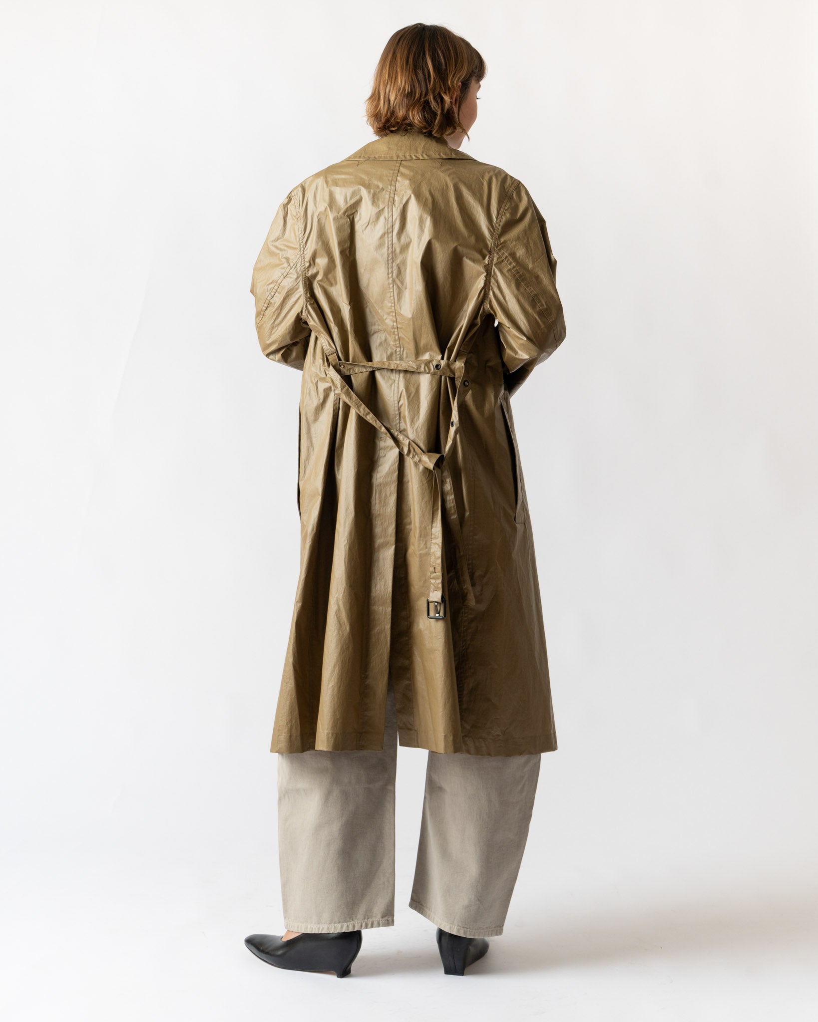 Lemaire Light Wrap Coat in Khaki Curated at Jake and Jones
