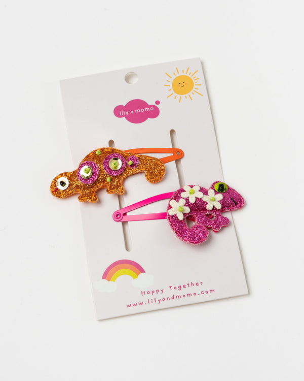 Lily and Momo Little Geckos Hair Clips