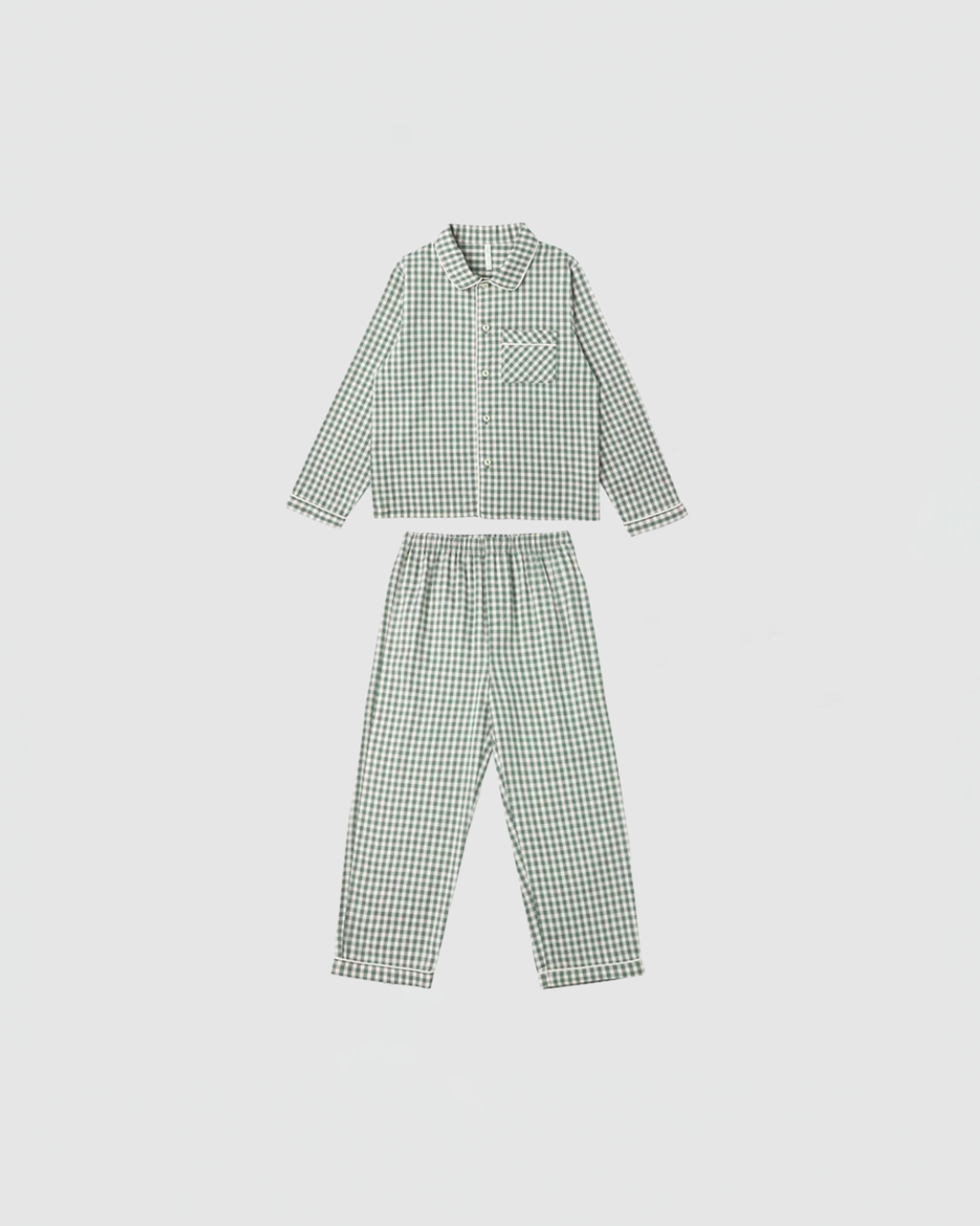 Rylee + Cru Long Sleeve Pajamas in Evergreen Gingham