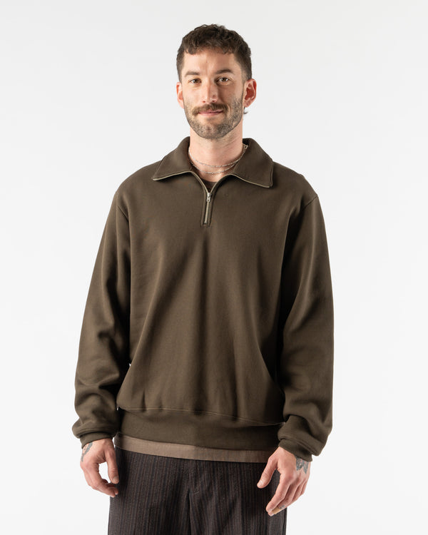 Lady White Co. Quarter Zip Sweatshirt in Muddy Brown