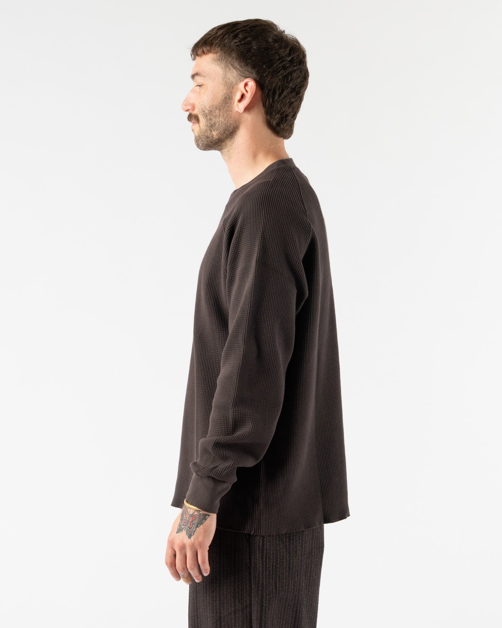 Lady White Co. Raglan Thermal in Black Mushroom Curated at