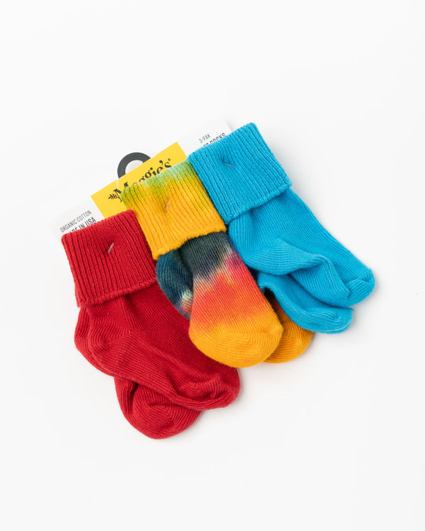 Maggie's Organics Blue/Red/Tiedye Infant Socks