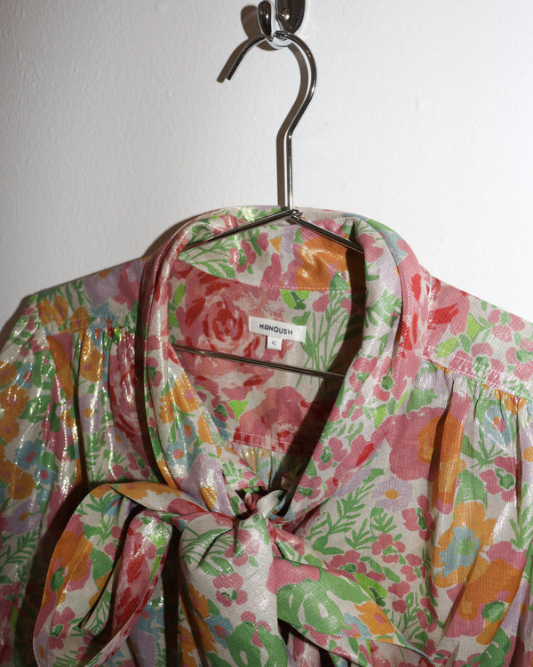 Pre-owned: Manoush Floral Blouse with Tie