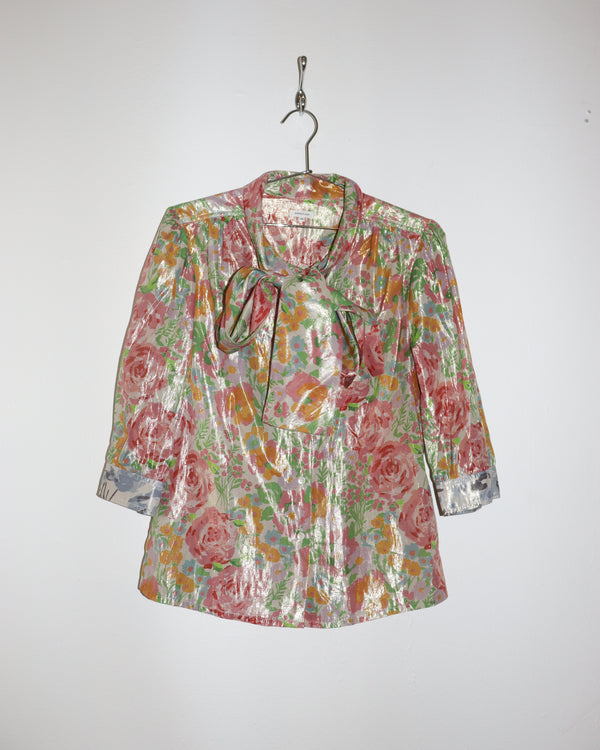 Pre-owned: Manoush Floral Blouse with Tie