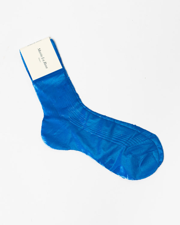 Maria La Rosa One Ribbed Laminated Sock in Cielo
