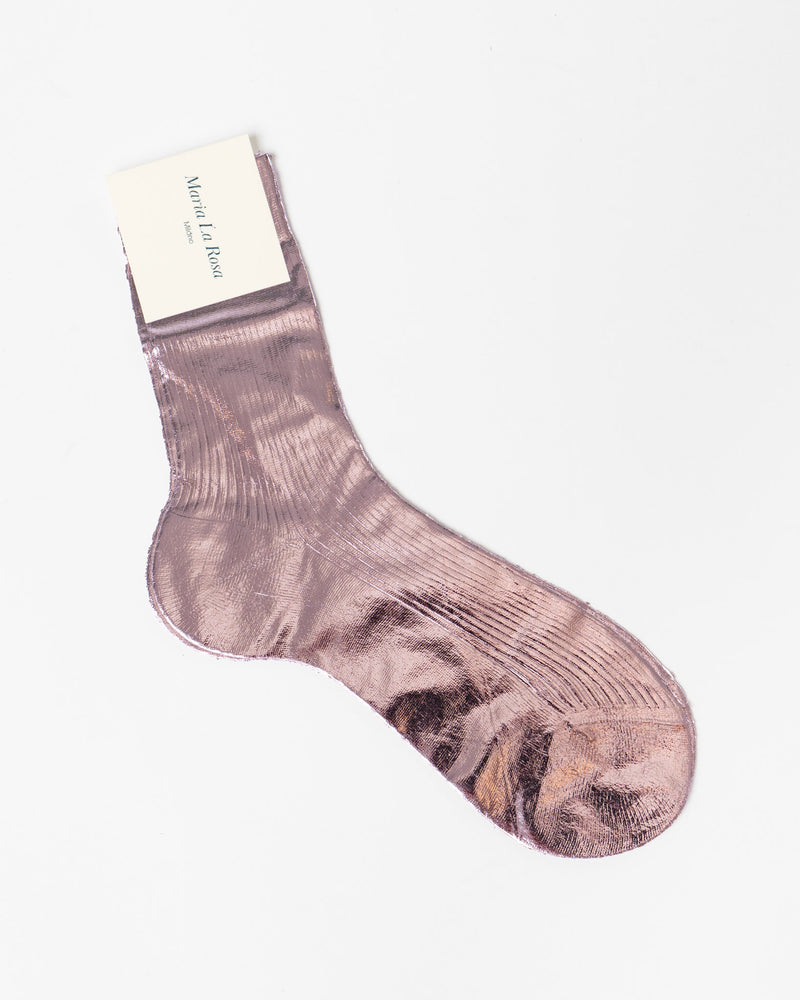 Maria La Rosa One Ribbed Laminated Sock in Lilac