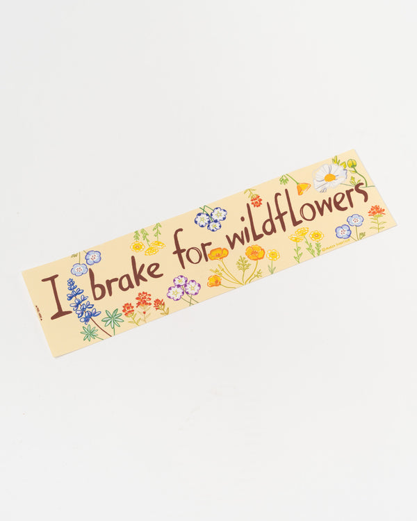Maria Schoettler I Brake for Wildflowers Bumper Sticker in Tan