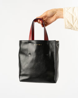 Marni Museo Soft Mini Bag in Black/Mercury/Burgundy