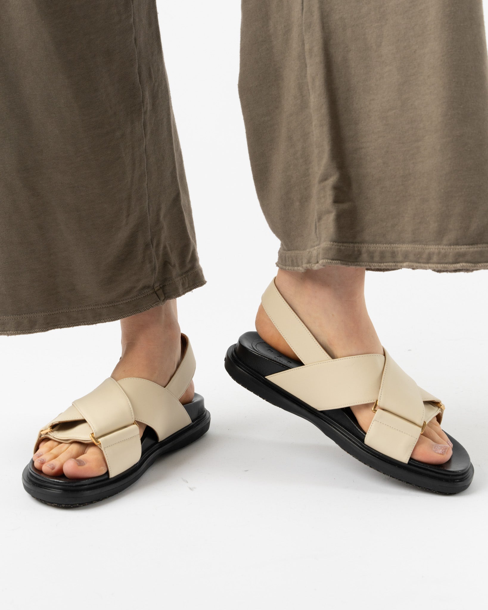 Marni Fussbett Criss Cross Sandal in Silk White