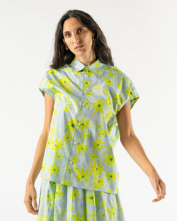 Marni Light Green Poplin Cocoon Shirt with Parade Print