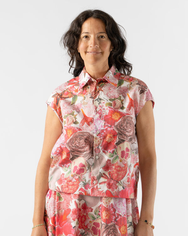 Marni Pink Poplin Sleeveless Shirt with Requiem Print