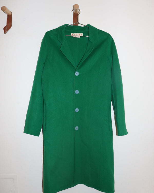 Pre-owned: Marni Wool Trench Coat in Green