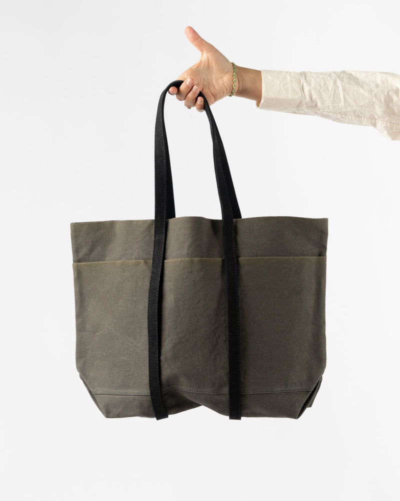 Amiacalva Medium Light Ounce Canvas Tote in Black x Khaki