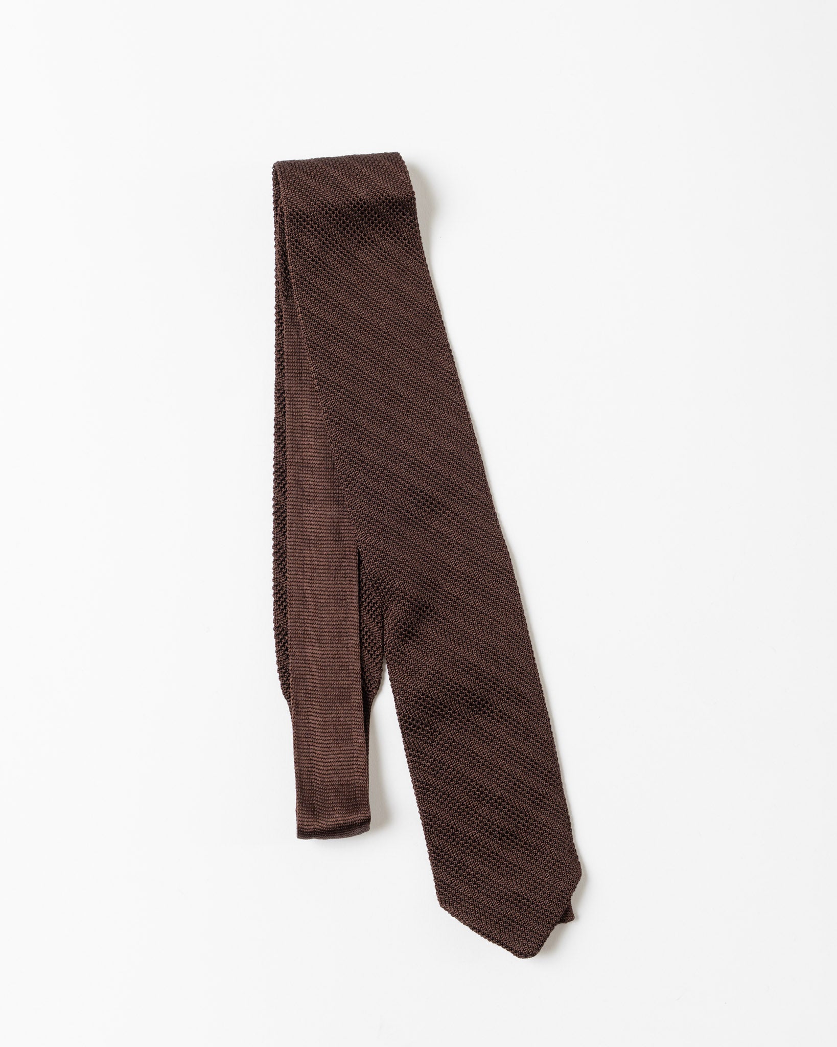 mfpen Formal Tie in Brown Knitted Stripe