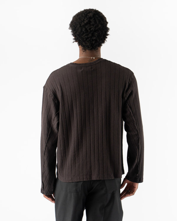 mfpen LS Round Neck in Brown Rib