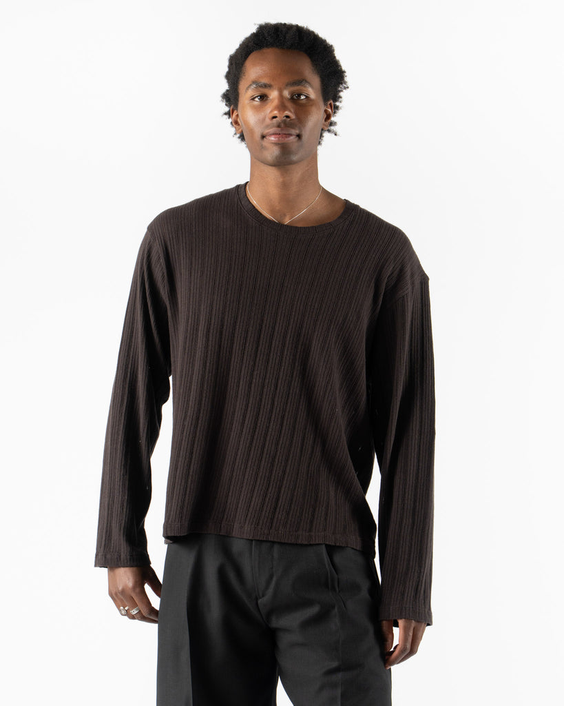 【人気沸騰】 mfpen-LS-Round-Neck-in-Brown- トップス