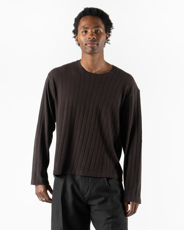 mfpen LS Round Neck in Brown Rib