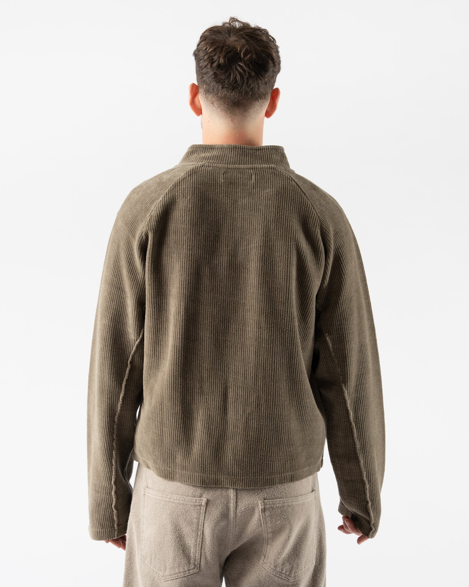 mfpen Leisure Zip Up in Faded Taupe Jersey Cord