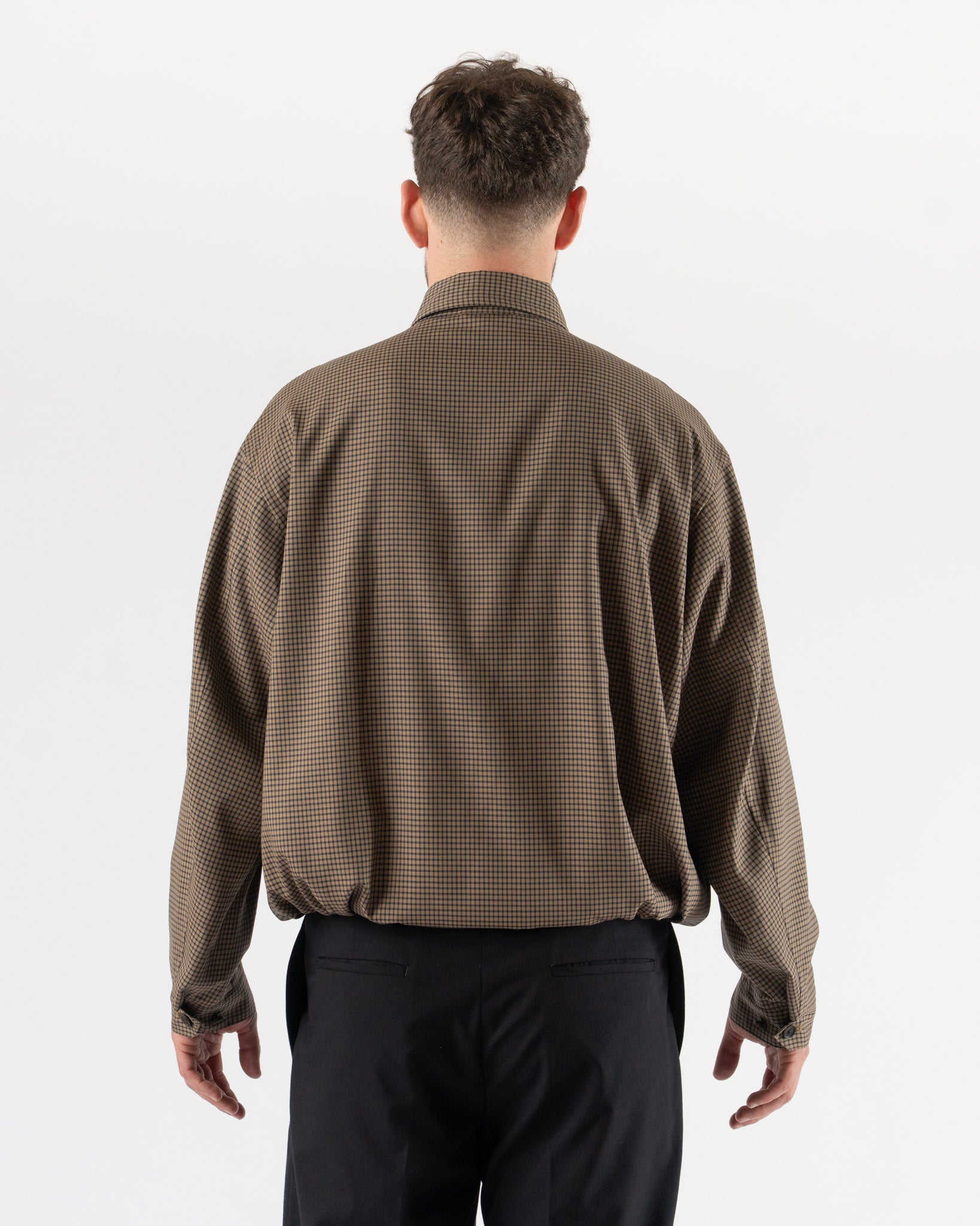 【SUNSEA】 14ss Gingham Long Tee Blouson Kaptain Sunshine Summer Wool Zip Blouson in Khaki Plaid Curated at