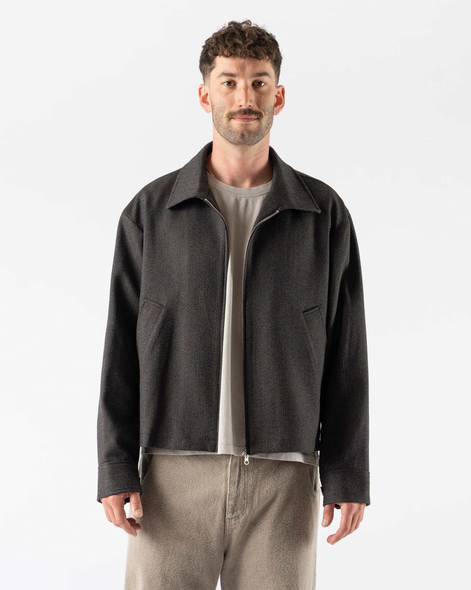 mfpen Mail Jacket in Brown Melange Stripe