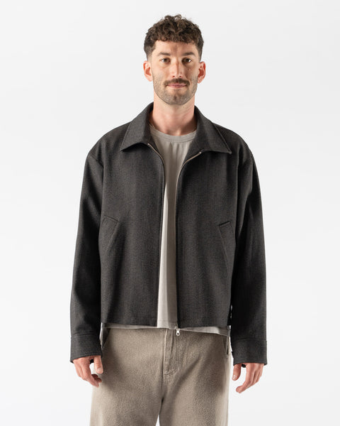 mfpen Mail Jacket in Brown Melange Stripe Curated at Jake and Jones