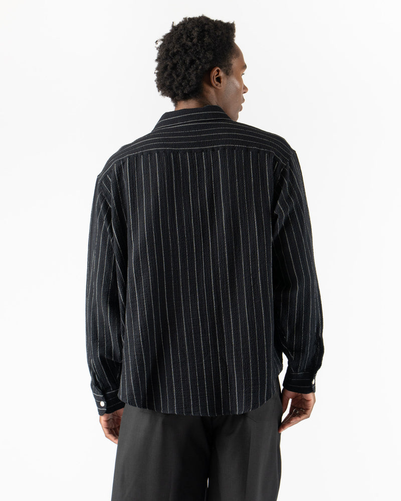 mfpen Vacation Shirt in Black Textured Stripe