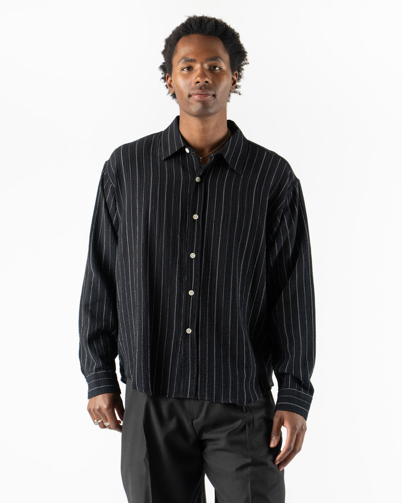 mfpen Vacation Shirt in Black Textured Stripe