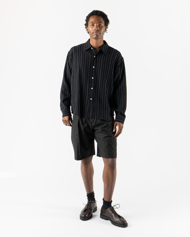 mfpen Vacation Shirt in Black Textured Stripe